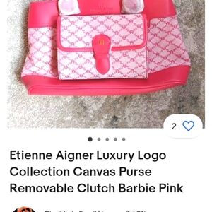 Aigner Luxury Logo Collection Canvas Clutch Purse with removable Clutch Barbie